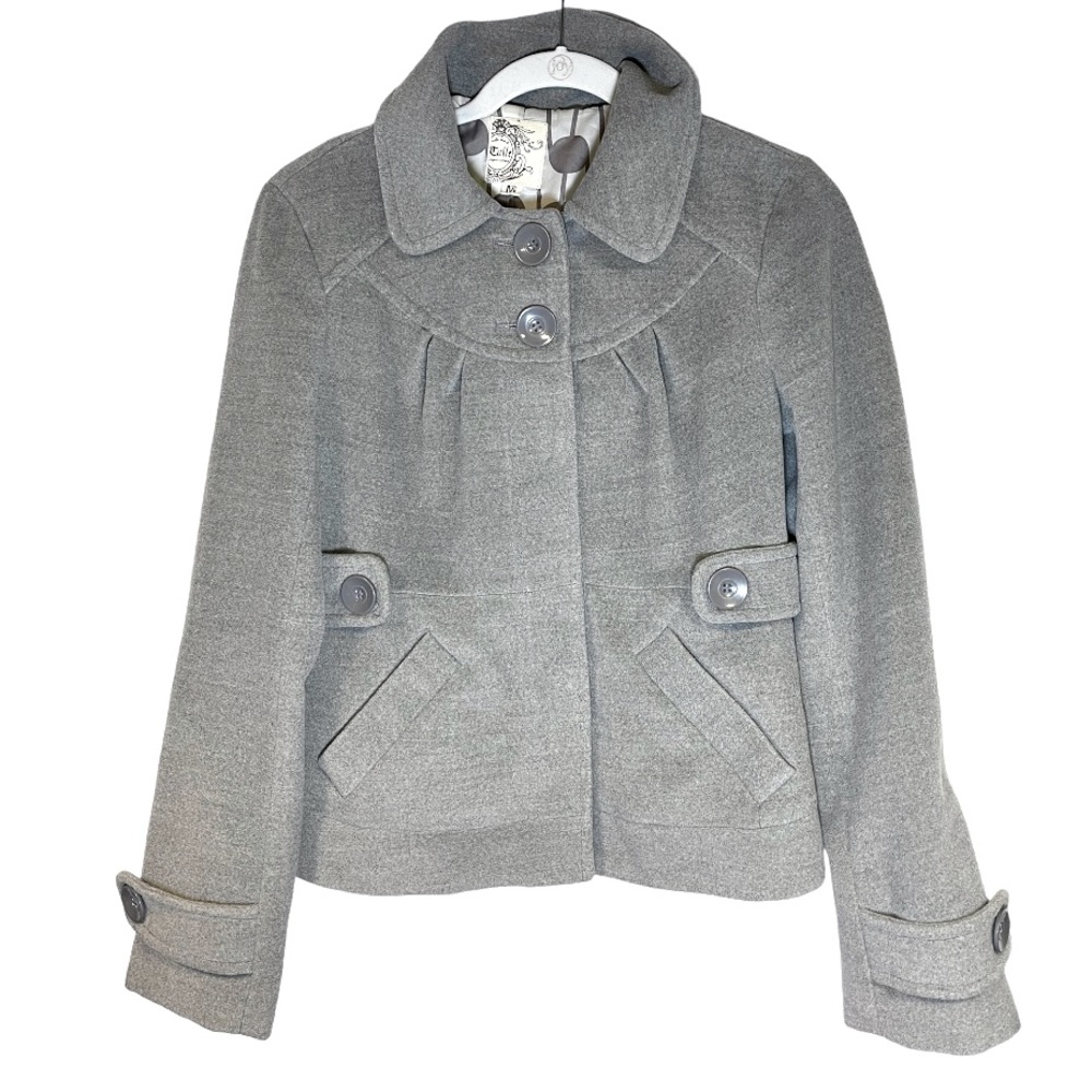 Anthropologie‎ Tulle Gray Snap Button Coat Size M